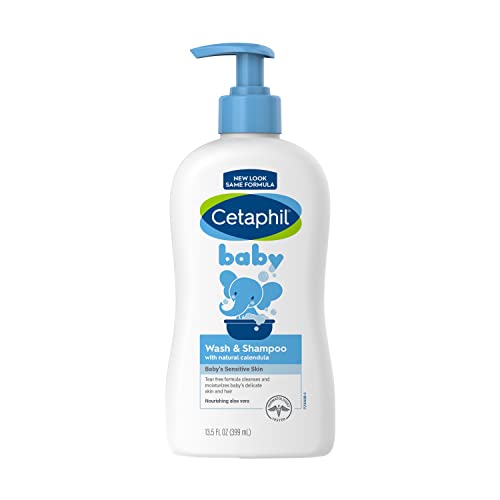 Cetaphil Baby Wash & Shampoo with Organic Calendula |Tear Free | Paraben, Colorant and Mineral Oil Free | 13.5 Fl. Oz (Packaging May Vary)