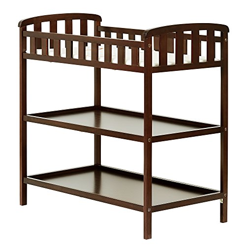 Dream On Me Emily Changing Table In Espresso, Comes With 1' Changing Pad, Features Two Shelves, Portable Changing Station, Made Of Sustainable New Zealand Pinewood