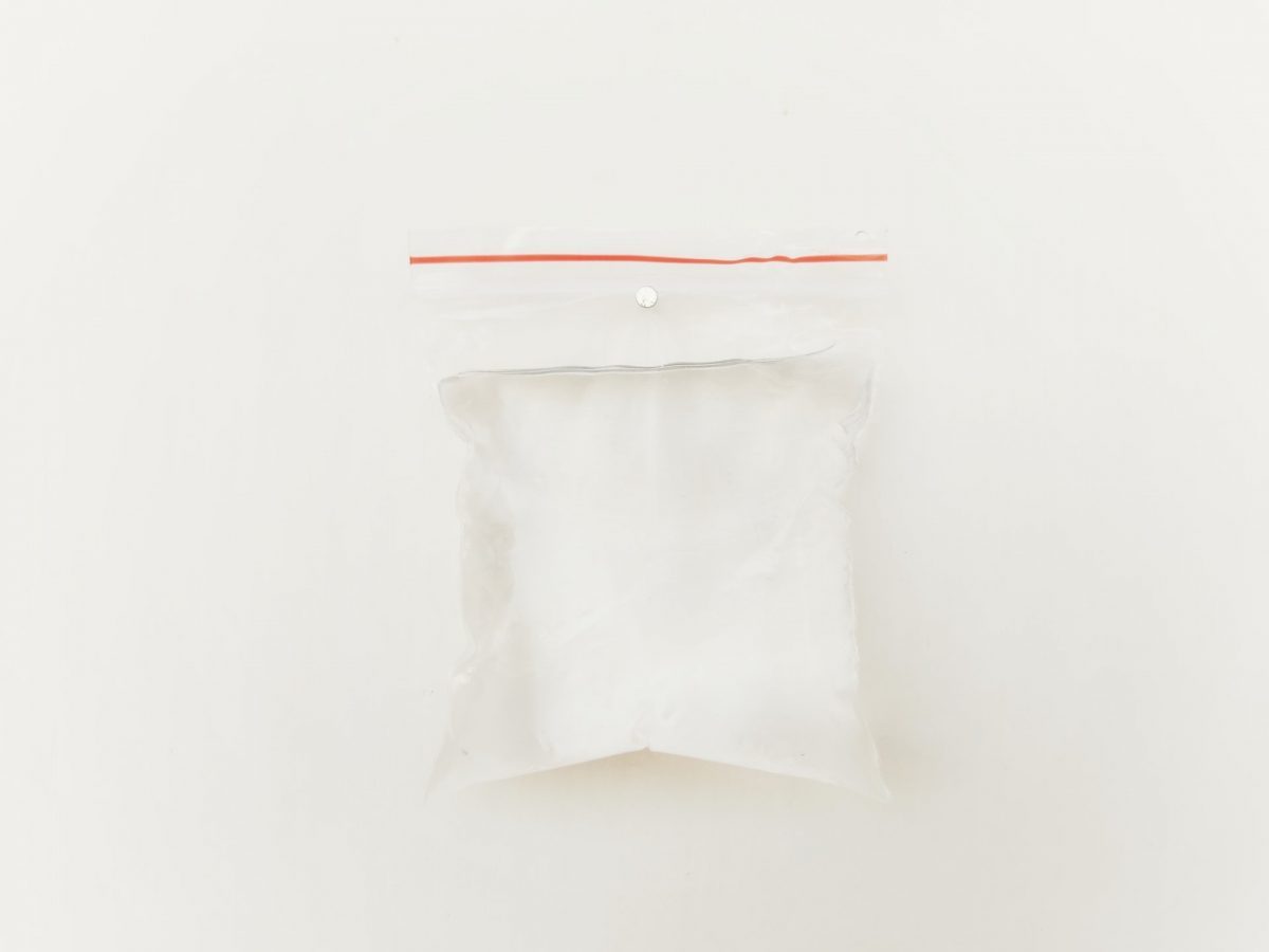 Unused clean diaper in ziplock bag storage