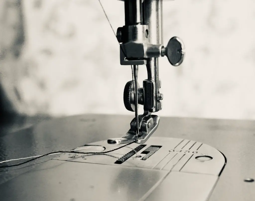 Close up shot of sewing machine