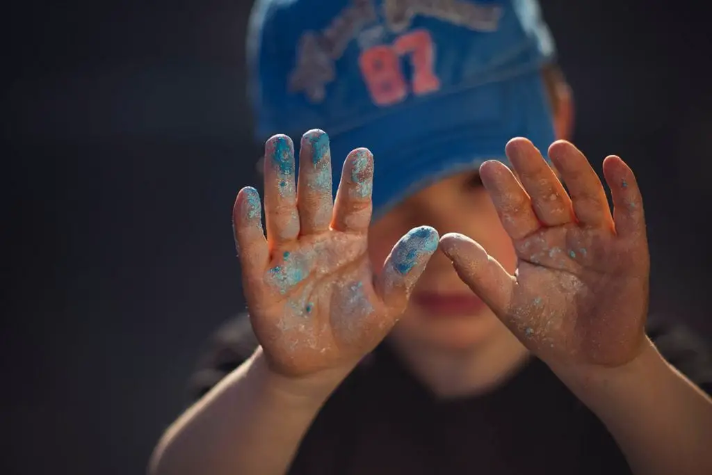 Baby's hand with paint