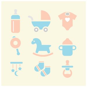 A collection of baby items