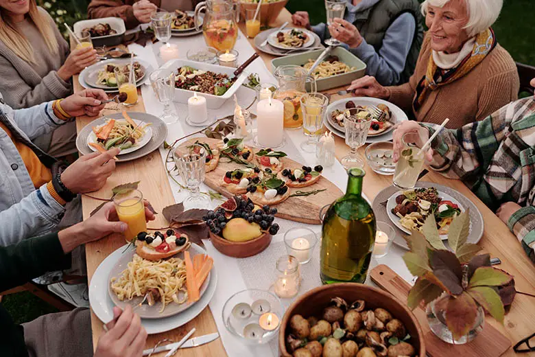 Family celebration in the table